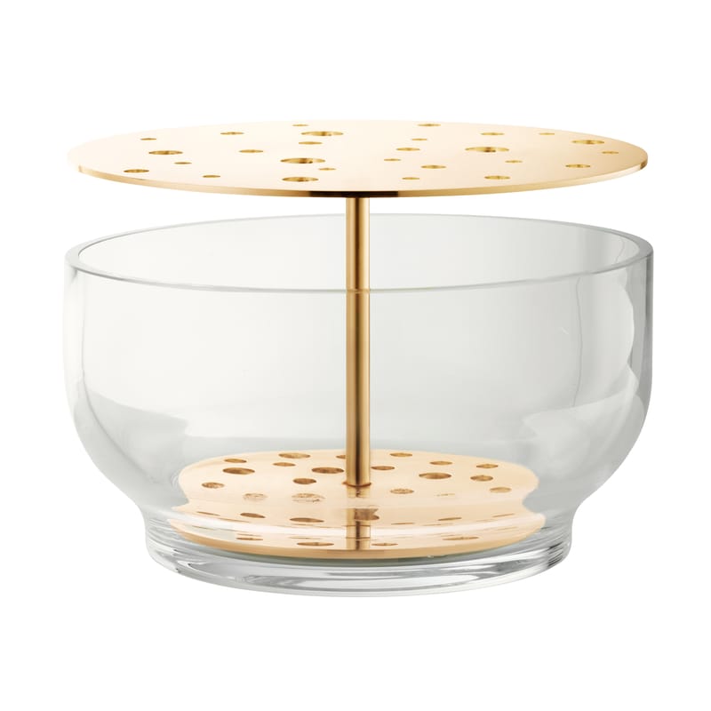 Dekoration - Vasen - Vase Ikebana Large metall glas gold transparent / Messing & mundgeblasenes Glas - H 15,5 cm - Fritz Hansen - Transparent / Messing - Messing, mundgeblasenes Glas
