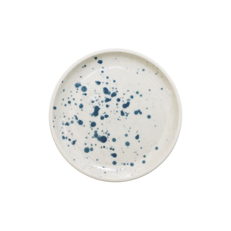 Table et cuisine - Assiettes - Assiette à dessert Studio céramique blanc / Ø 19 cm - Grès fait main - Jars Céramistes - Buvard (blanc tacheté bleu) - Grès émaillé