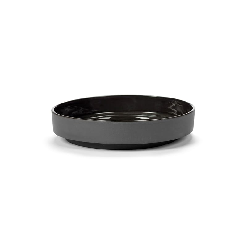 Table et cuisine - Assiettes - Assiette creuse Inner Circle céramique gris / Ø 20,9 cm - Grès - valerie objects - Gris foncé - Grès