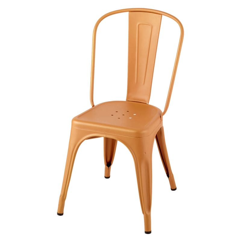 Mobilier - Chaises, fauteuils de salle à manger - Chaise empilable A Indoor métal orange / Acier Couleur - Pour l\'intérieur - Tolix - Terracotta (mat) - Acier recyclé laqué