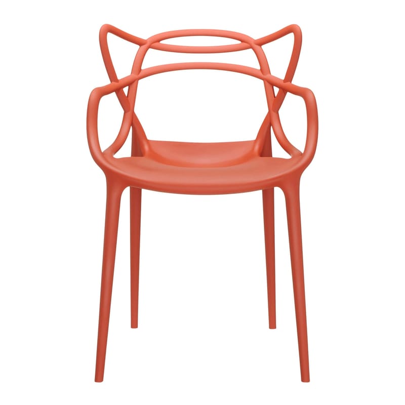Mobilier - Chaises, fauteuils de salle à manger - Chaise empilable Masters rouge / Philippe Starck, 2010 - Kartell - Orange rouille - Technopolymère thermoplastique recyclé