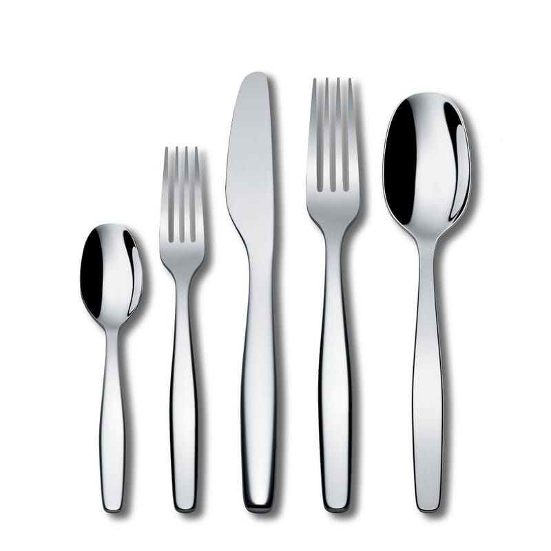 Tableware - Cutlery - Itsumo Cutlery set metal grey silver / 5 items - 1 person - Alessi - Steel - Stainless steel