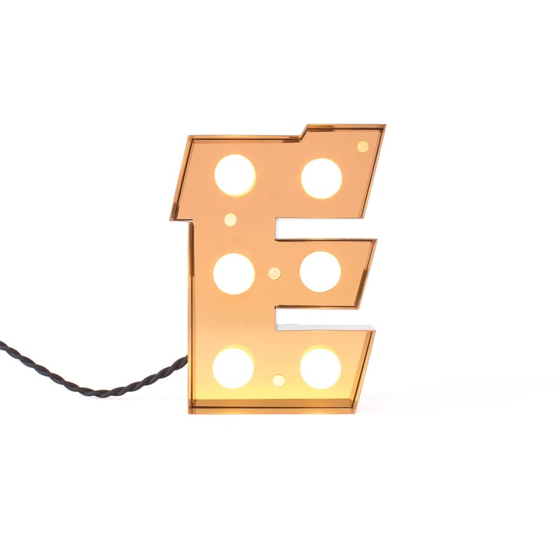 Décoration - Pour les enfants - Lampe de table Caractère métal or / Applique - Lettre E - H 20 cm - Seletti - E - Métal laqué
