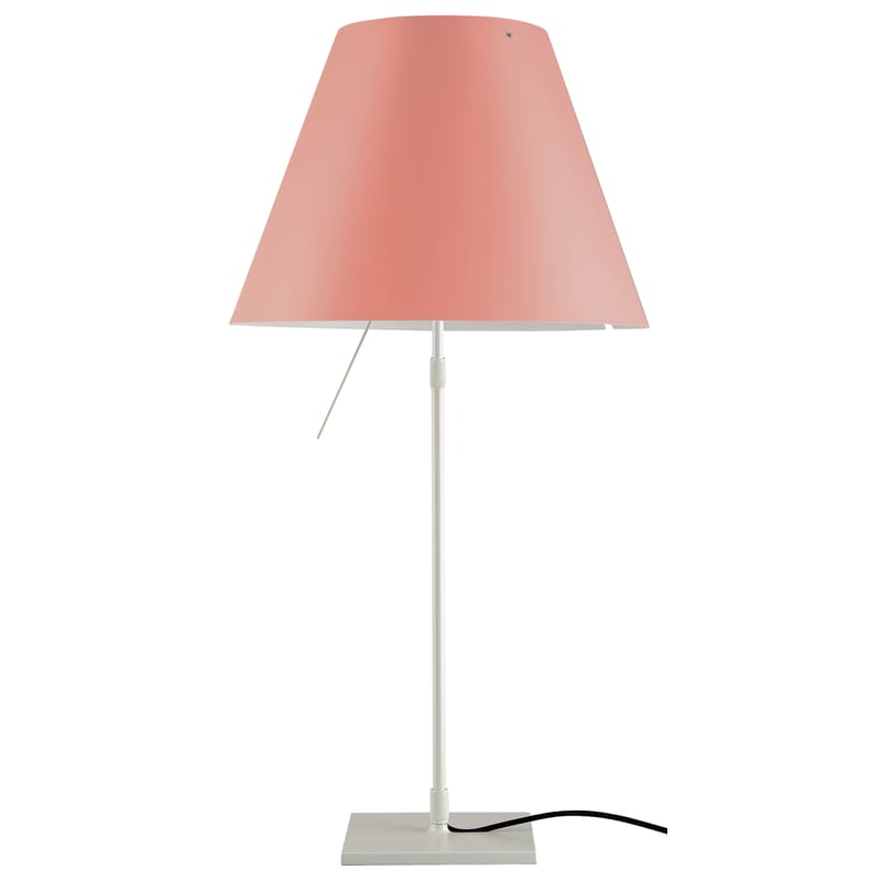 Luminaire - Lampes de table - Lampe de table Costanza plastique orange / H 76 à 110 cm - Luceplan - Pêche / Pied blanc cassé - Aluminium peint, Polycarbonate