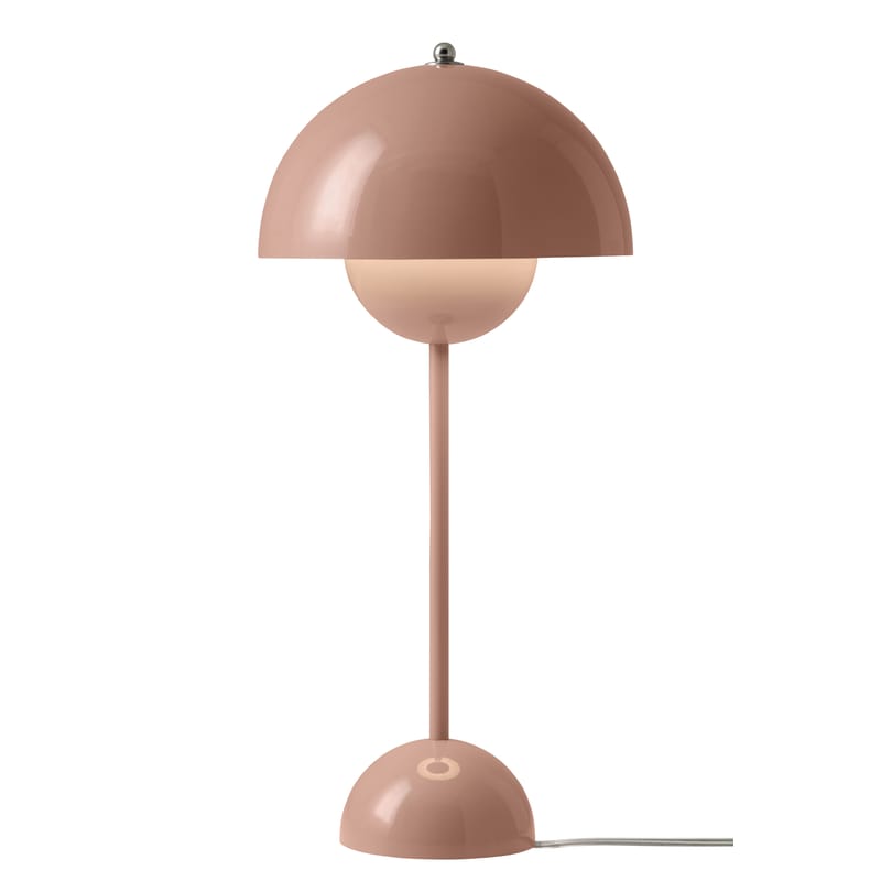Luminaire - Lampes de table - Lampe de table FlowerPot VP3 métal rose beige / H 50 cm - By Verner Panton, 1968 - &tradition - Beige nude - Aluminium laqué