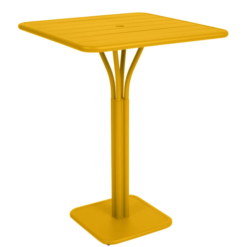 Mobilier - Mange-debout et bars - Mange-debout Luxembourg métal jaune / 80 x 80 x H 105 cm - Fermob - Miel - Aluminium laqué