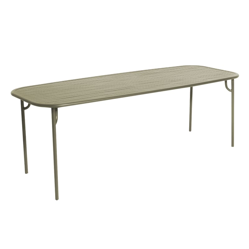 Outdoor - Garden Tables - Week-End Rectangular table metal green / 220 x 85 cm - Aluminium - Petite Friture - Jade green - Powder coated epoxy aluminium