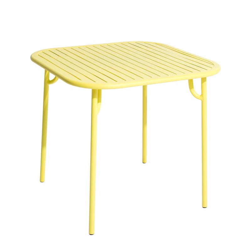 Jardin - Tables de jardin - Table carrée Week-end métal jaune / 85 x 85 cm - Aluminium - Petite Friture - Jaune - Aluminium thermolaqué époxy