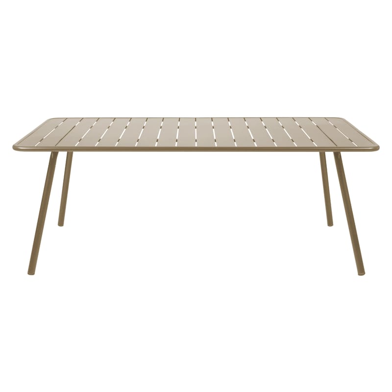 Jardin - Tables de jardin - Table rectangulaire Luxembourg métal marron beige / 8 personnes - 207 x 100 cm - Aluminium - Fermob - Muscade - Aluminium laqué