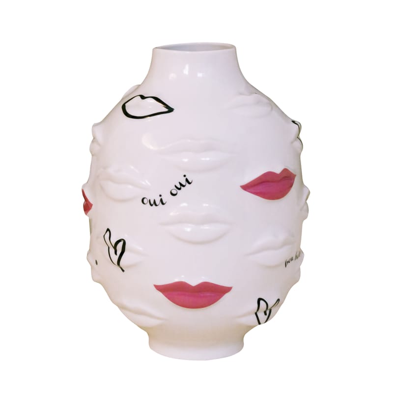 Décoration - Vases - Vase Muse Round Gala céramique blanc rose / Edition limitée - 20 ans MID - Jonathan Adler - Motifs / Rose - Porcelaine