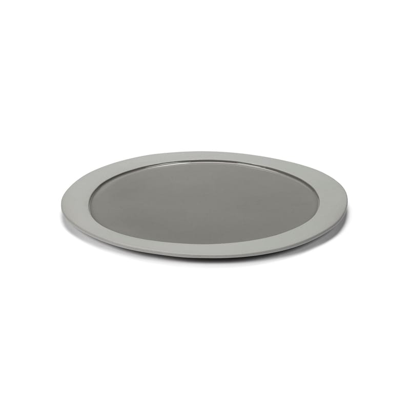 Table et cuisine - Assiettes - Assiette Inner Circle céramique gris / Medium - 28 x 25 cm / Grès - valerie objects - Gris clair - Grès