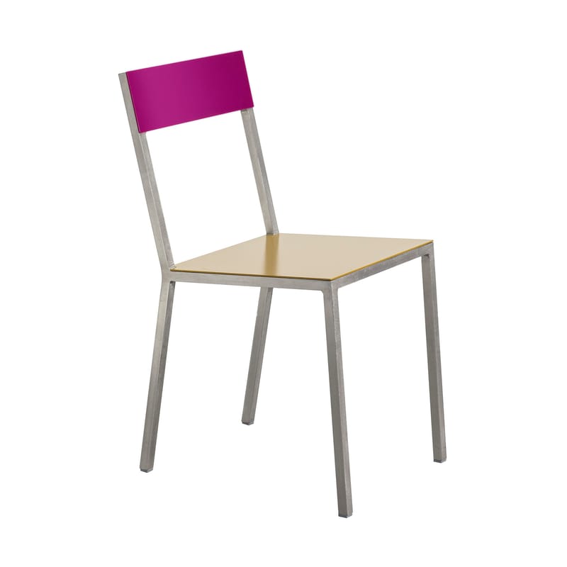 Mobilier - Chaises, fauteuils de salle à manger - Chaise Alu Chair métal jaune violet / Aluminium - valerie objects - Assise Curry / Dossier violet - Aluminium
