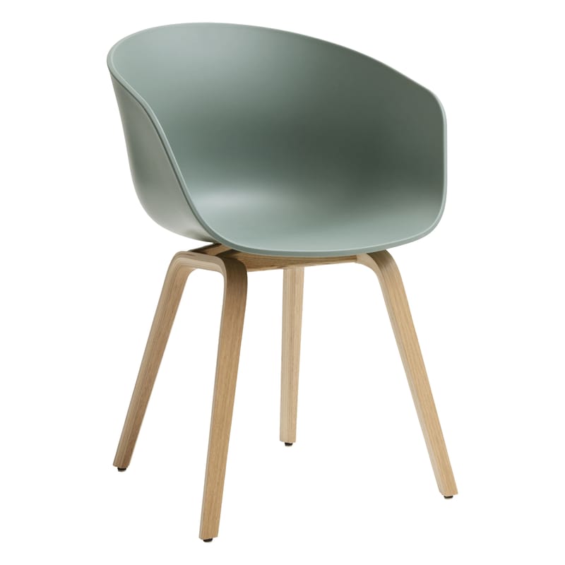 Mobilier - Chaises, fauteuils de salle à manger - Fauteuil  About a chair AAC22 plastique vert / Recyclé - Hay - Vert Fall / Chêne verni mat - Chêne massif, Polypropylène recyclé
