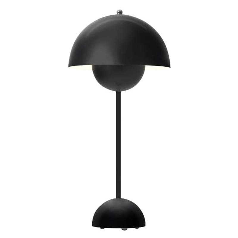 Luminaire - Lampes de table - Lampe de table Flowerpot VP3 / H 50 cm - By Verner Panton, 1968 - &tradition - Noir mat - Aluminium laqué
