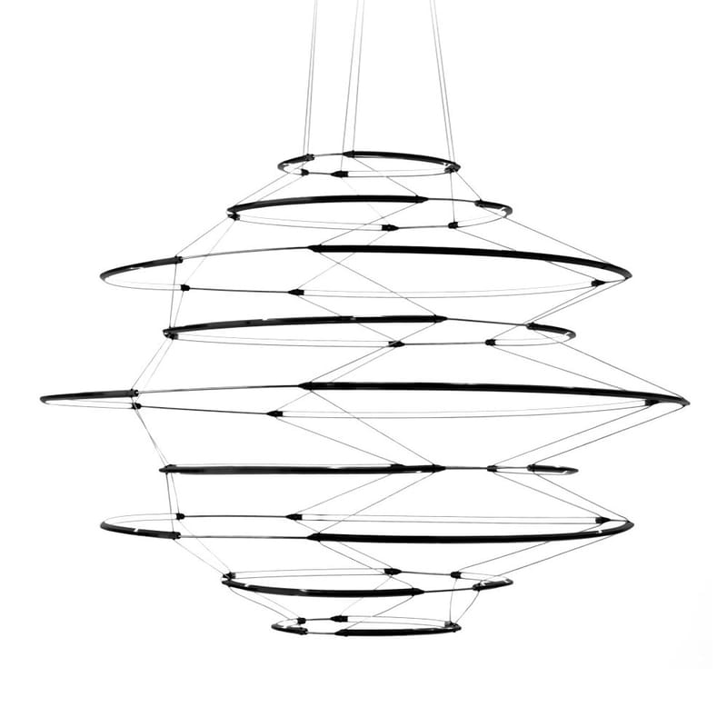 Luminaire - Suspensions - Suspension Drop 9 LED métal noir / Ø 110 x H 65 cm - Nemo - Ø 110 cm / Noir - Aluminium extrudé, Méthacrylate