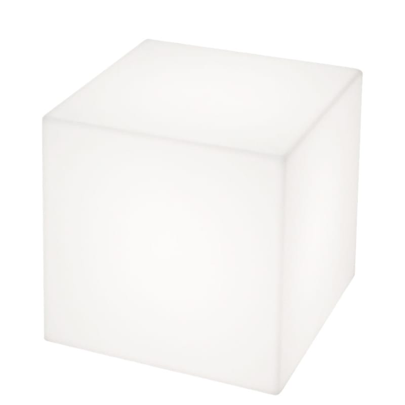 Mobilier - Tables basses - Table d\'appoint lumineuse Cubo LED RGB OUTDOOR plastique blanc / 50 cm - sans fil - Slide - 50 x 50 / Blanc - polyéthène recyclable