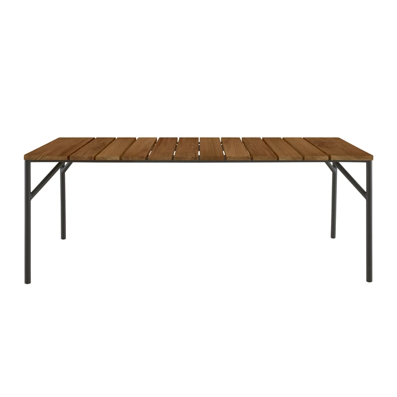Jardin - Tables de jardin - Table rectangulaire Lapel bois naturel / 200 x 90 cm - Teck - Cinna - Teck / Charbon - Aluminium laqué, Teck massif