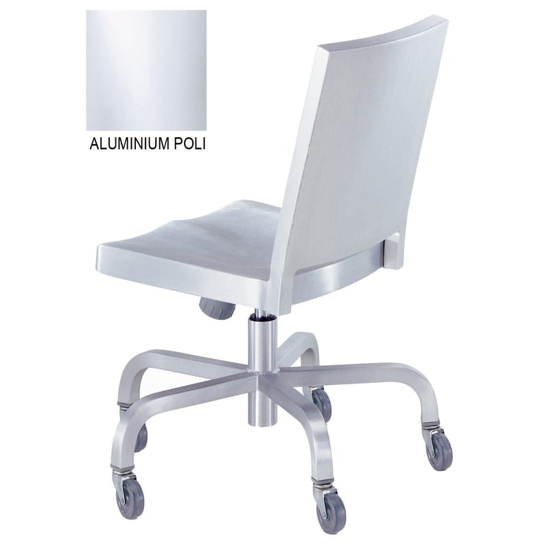 Mobilier - Fauteuils de bureau - Chaise à roulettes Hudson Indoor métal / Alu poli - Emeco - Alu poli (indoor) - Aluminium poli recyclé