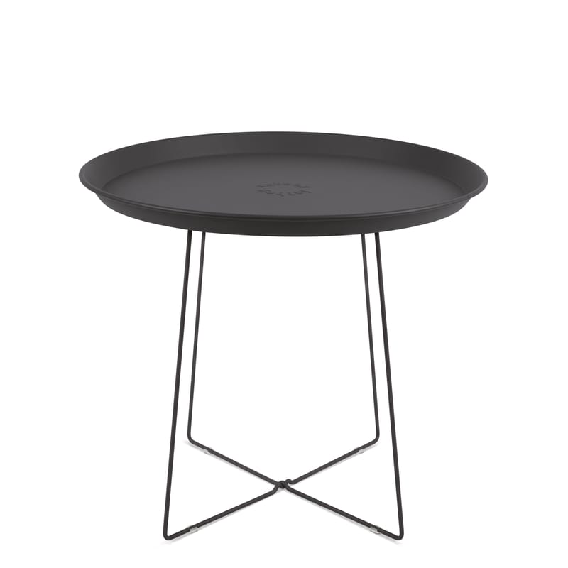 Furniture - Coffee Tables - Plat-o Coffee table metal grey black / Detachable top - Ø 56 x H 46 cm - Fatboy - Charcoal grey - Painted steel