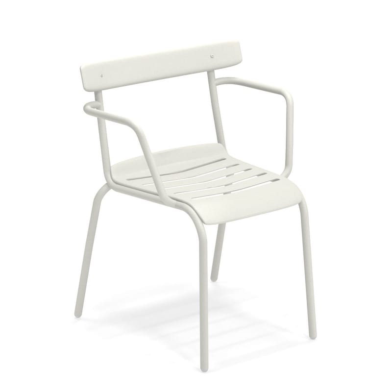 Mobilier - Chaises, fauteuils de salle à manger - Fauteuil empilable Miky - Emu - Blanc - Acier verni