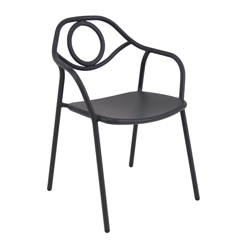 Mobilier - Chaises, fauteuils de salle à manger - Fauteuil empilable Zahir gris métal - Emu - Fer ancien - Acier verni