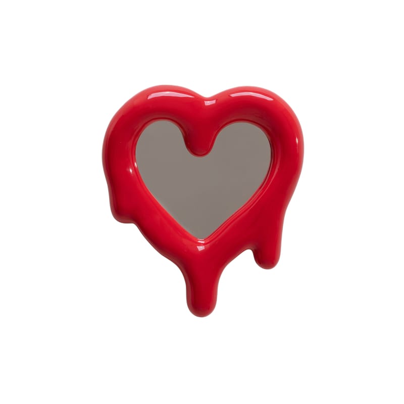 Décoration - Miroirs - Miroir Melted Heart céramique rouge / Cadre-photo - Seletti - Rouge - Miroir, Porcelaine, Verre