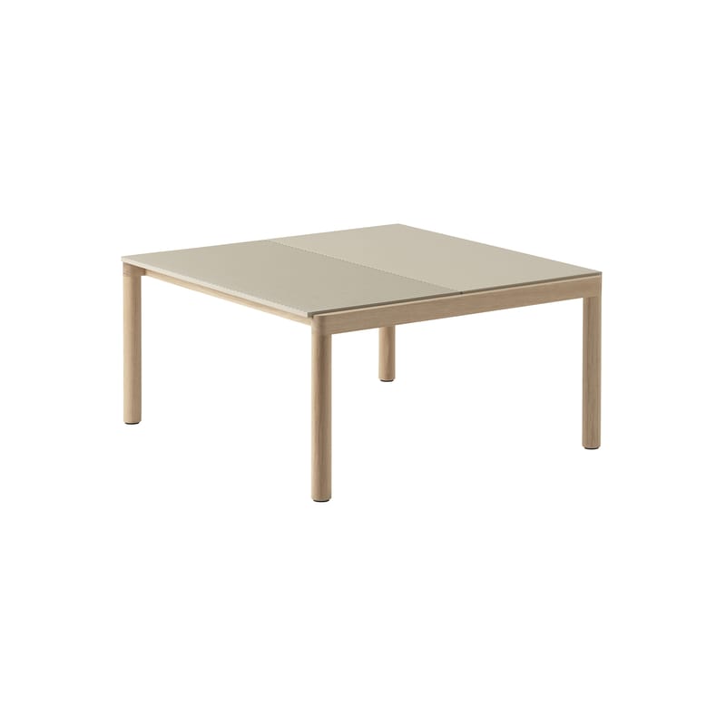 Mobilier - Tables basses - Table basse Couple céramique beige / 84.4 x 80 x H 40 cm - Plateau grès réversible - Muuto - Sable / Chêne - Chêne huilé, Grès cérame