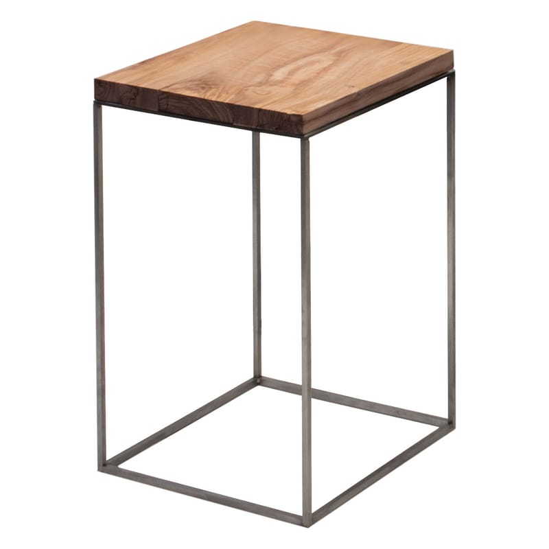 Mobilier - Tables basses - Table basse Slim Irony métal bois naturel / 31 x 31 x H 46 cm - Zeus - Bois / Pied noir cuivré -  Bois de cèdre, Acier
