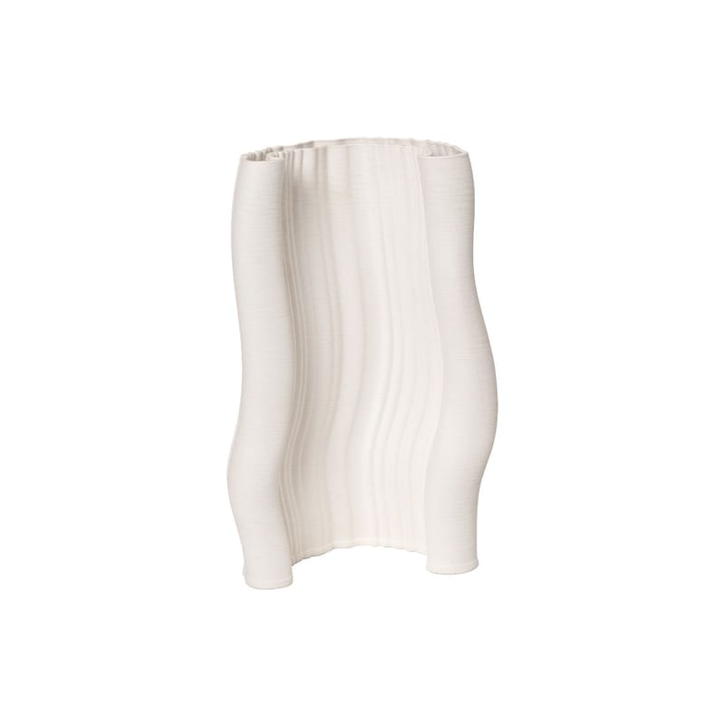 Décoration - Vases - Vase Moire céramique blanc / L 19 x H 30 cm - Ferm Living - Blanc cassé - Grès