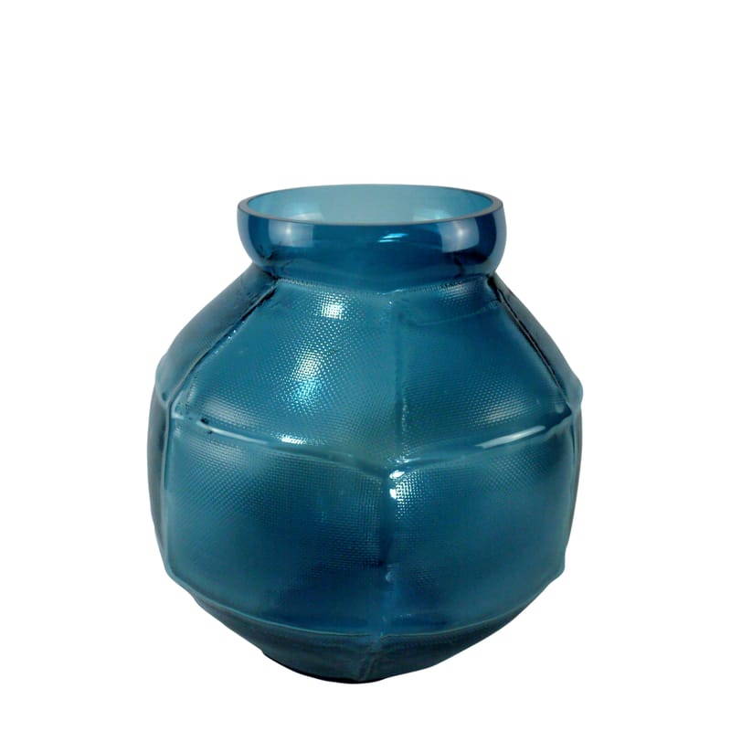 Décoration - Vases - Vase Trace rond verre bleu / L 28 x H 35 cm - Fait main - Vanessa Mitrani - Bleu canard - Verre soufflé