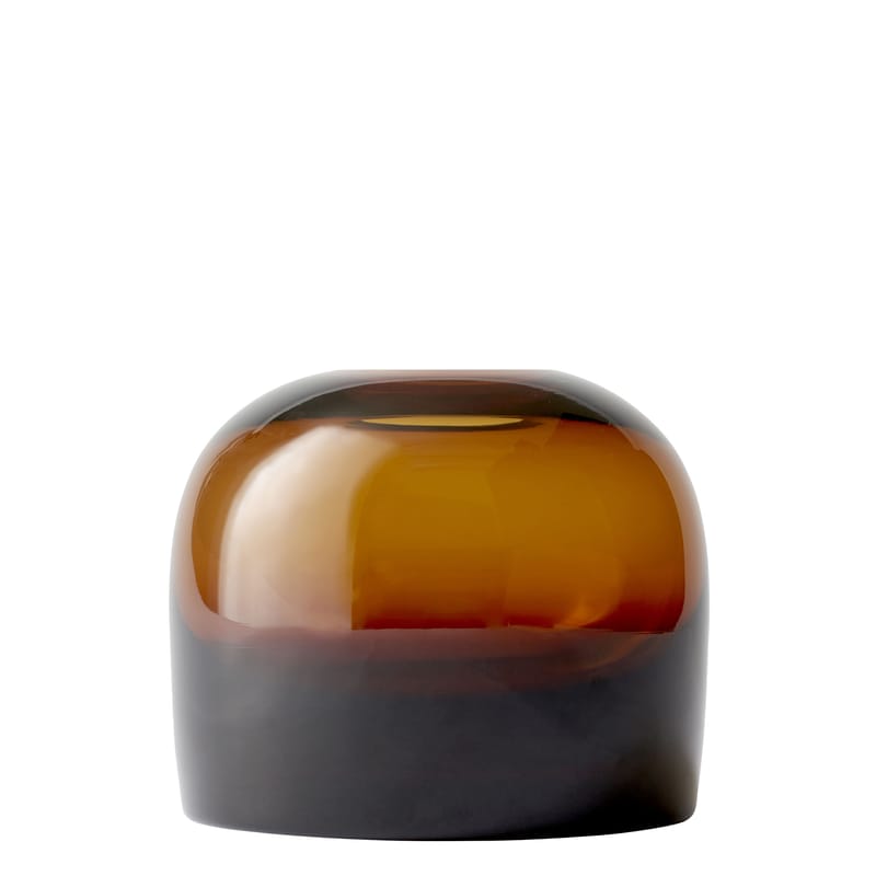 Décoration - Vases - Vase Troll Medium verre orange marron / Ø 14 x H 12 cm - Audo Copenhagen - Ambre - Verre soufflé bouche