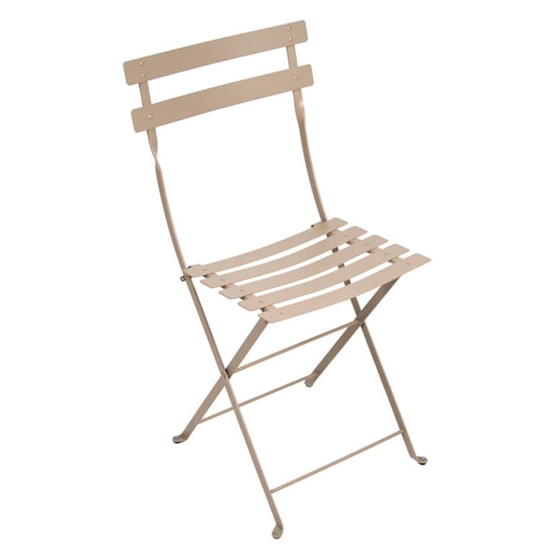 Mobilier - Chaises, fauteuils de salle à manger - Chaise pliante Bistro métal beige - Fermob - Muscade - Acier laqué