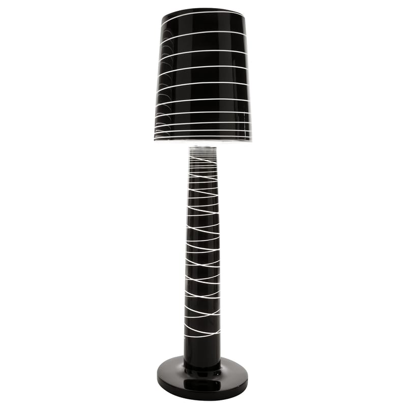 Luminaire - Lampadaires - Lampadaire d\'extérieur Lady Jane Outdoor plastique noir / H 208 cm - Serralunga - Noir laqué / Rayures - Polyéthylène