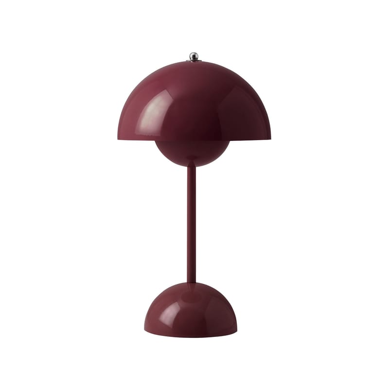 Luminaire - Lampes de table - Lampe sans fil rechargeable Flowerpot VP9 plastique violet / Ø 16 x H 29 cm - Verner Panton, 1968 - &tradition - Prune foncé - Polycarbonate