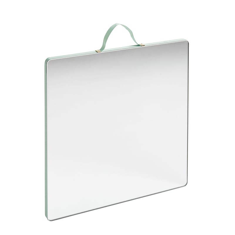 Décoration - Miroirs - Miroir mural Ruban Large tissu vert / Carré - 26 x 26 cm - Hay - Vert menthe - Contreplaqué de chêne, Laiton, Tissu polyester, Verre