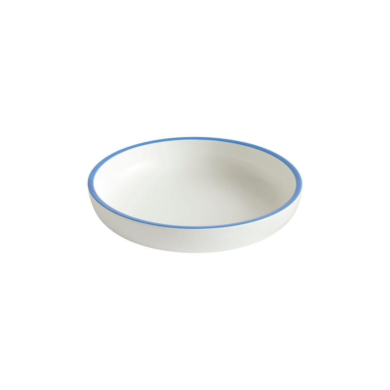 Table et cuisine - Saladiers, coupes et bols - Plat Sobremesa Large céramique blanc / Ø 25 x H 5 cm - Hay - Blanc / rayure bleue - Porcelaine