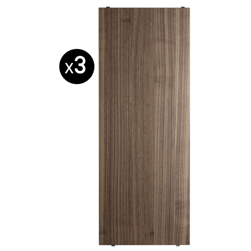 Furniture - Bookcases & Bookshelves - String® System Shelf natural wood L 78 cm - Set of 3 - String Furniture - Walnut - Walnut plywood chipboard