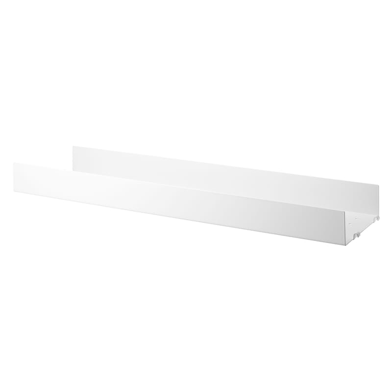 Furniture - Bookcases & Bookshelves - String® System Shelf metal white / Perforated metal, HIGH edge - L 78 x D 20 cm - String Furniture - White - Lacquered steel