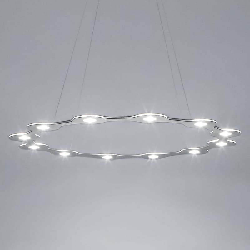 Luminaire - Suspensions - Suspension Flat Ring 12 gris argent métal / LED - Large Ø 98 cm - Lumen Center Italia - Aluminium - Aluminium anodisé