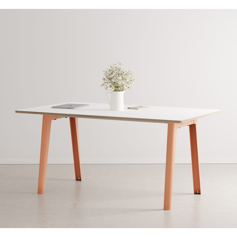 Mobilier - Tables - Table rectangulaire New Modern  / 160 x 95 cm - Stratifié / 6 à 8 personnes - TIPTOE - Rose Cendré / Plateau blanc - Acier thermolaqué, Stratifié