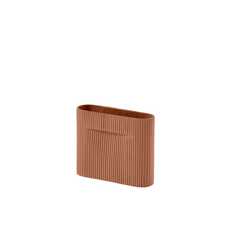 Décoration - Vases - Vase Ridge Small céramique orange marron / H 16,5 cm - Muuto - Terracotta - Terre cuite