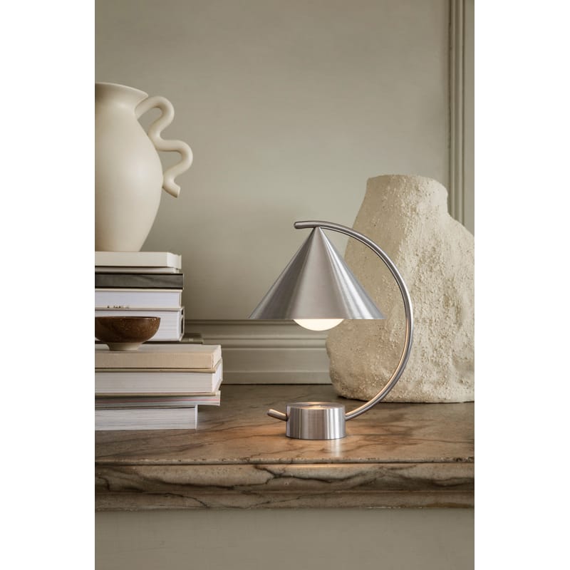 Ferm Living Meridian Wireless rechargeable lamp - brushed steel 