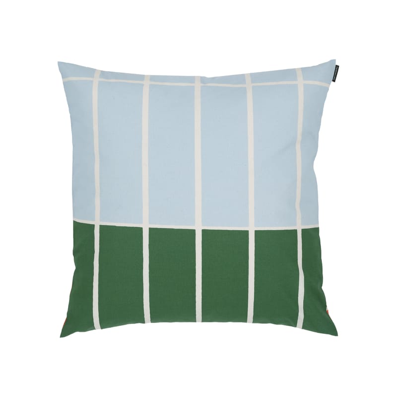 Décoration - Coussins - Housse de coussin Tiiliskivi tissu bleu / 50 x 50 cm - Marimekko - Tiiliskivi / Bleu & vert - Coton