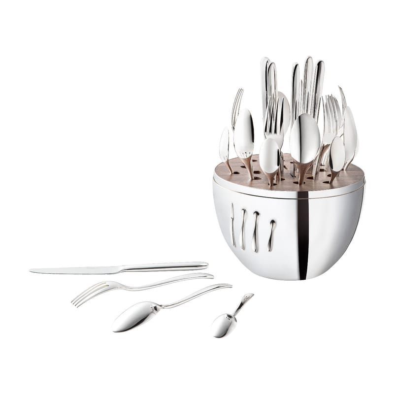 Ménagère Mood métal / 24 couverts dans écrin (6 personnes) - Ø 20 x H 30 cm - Christofle