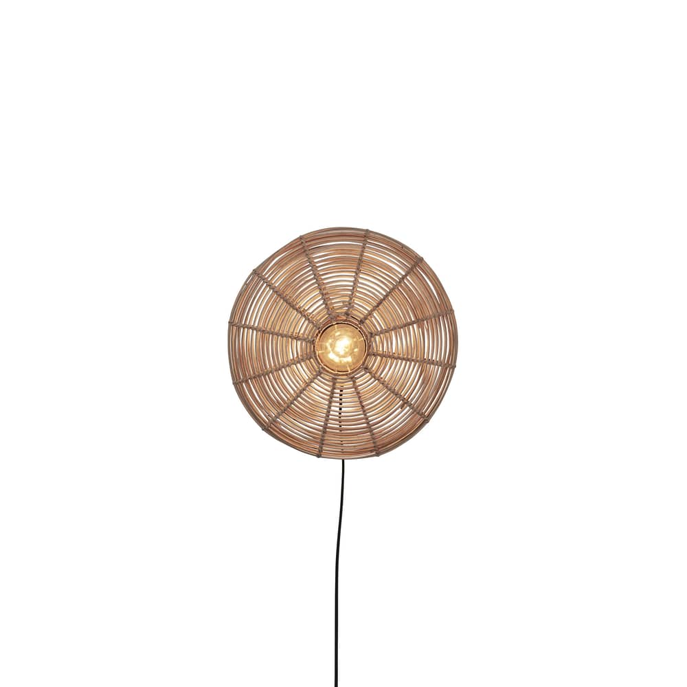 Applique con presa Tanami Disc fibre legno beige rattan naturale / Ø 40 cm - GOOD&MOJO - Naturale - Ferro, Midollino