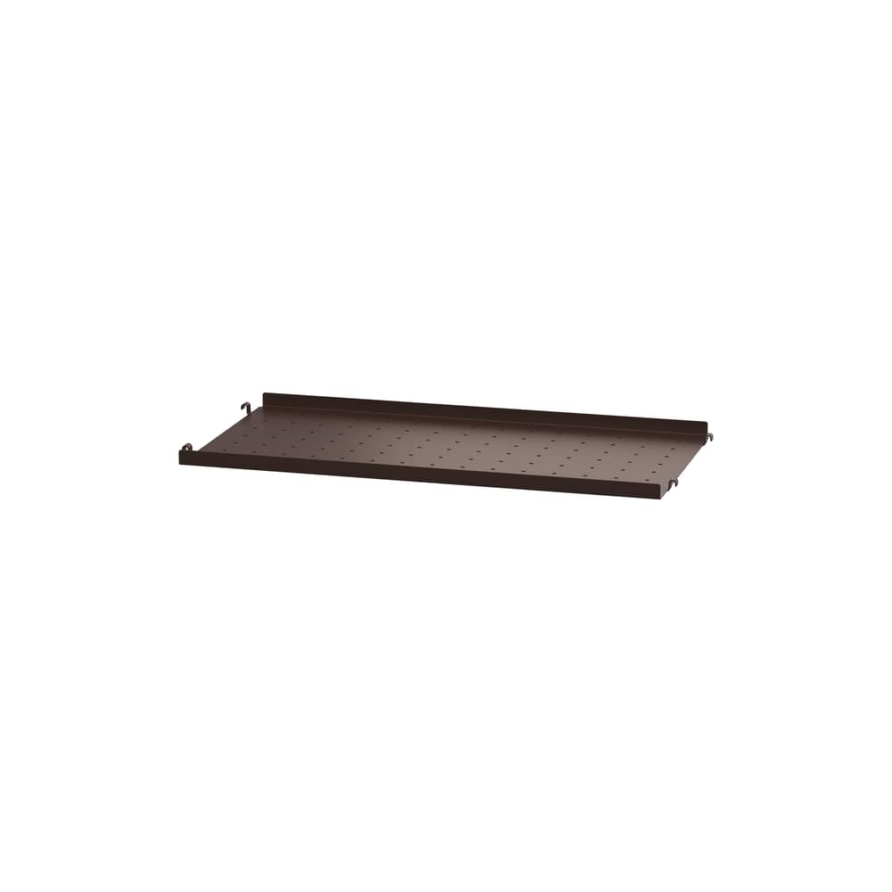 Étagère métal perforé / Rebord bas - L 58 x P 30 cm - String Furniture - Marron foncé - Acier thermolaqué