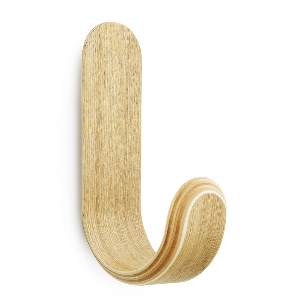 Patère Curve bois naturel / H 17,7 cm - Normann Copenhagen - Frêne naturel - Placage frêne verni