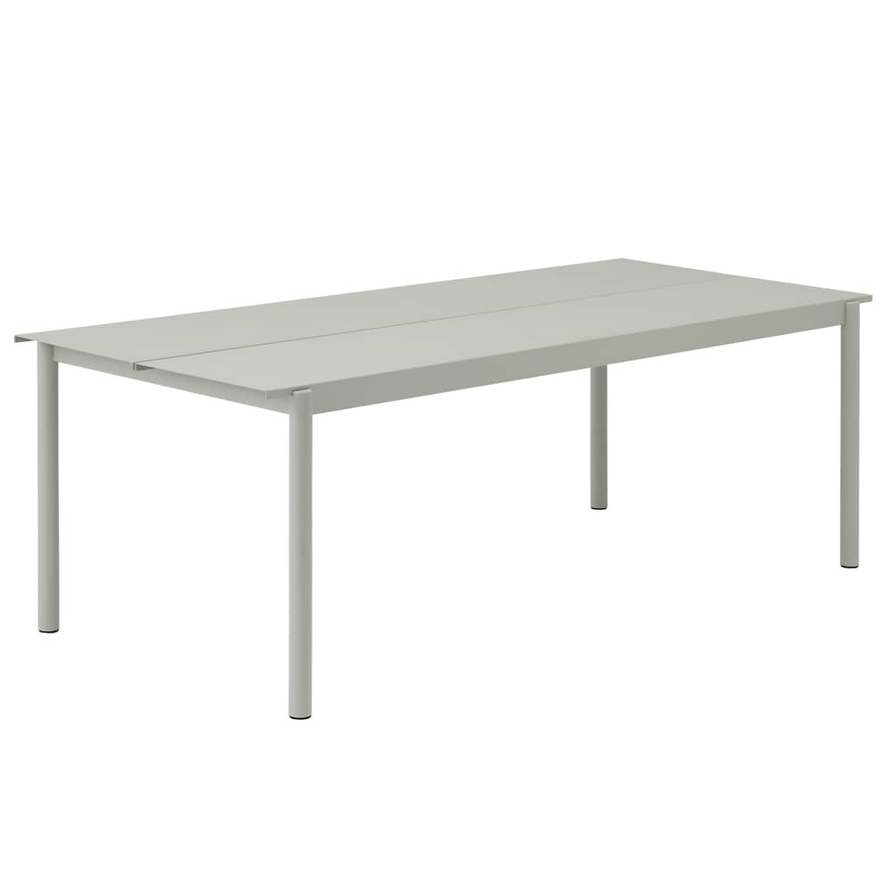 Linear Rectangular table metal grey / Steel - 220 x 90 cm - Muuto - Light grey - Powder-coated steel