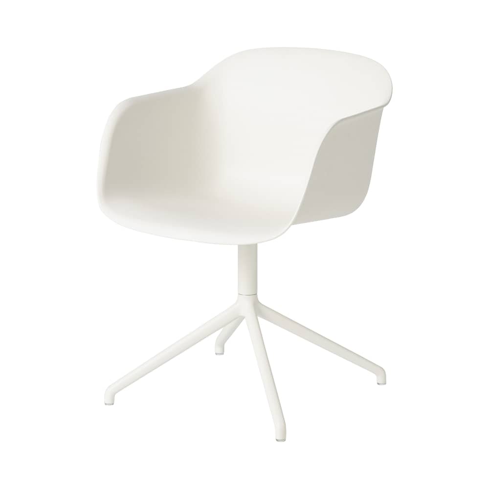 Fiber Swivel armchair plastic material white - Muuto - White - Painted steel, Recycled composite material