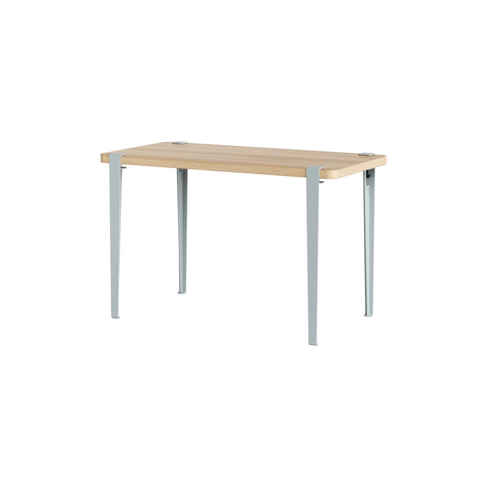 Tavolo rettangolare Lobo legno blu / 120 x 60 cm - Da 2 a 4 persone / Legno eco-certificato - TIPTOE - Rovere / Piedi Blu pallido - Acciaio, Pannello truciolare riciclato impiallacciato rovere